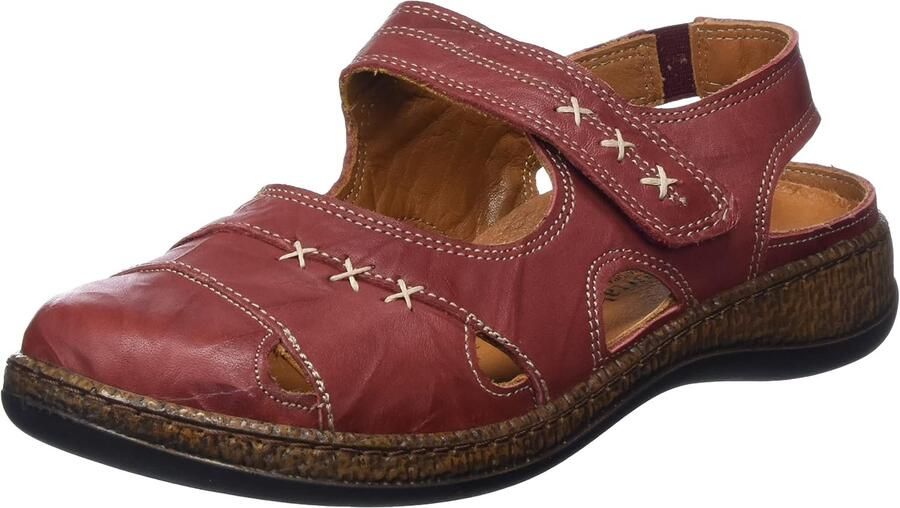 Dames Sandalen Rood Leer & Praktisch