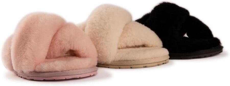Luxe Schaapswollen Sandalen met Dubbele Bandjes voor Dames