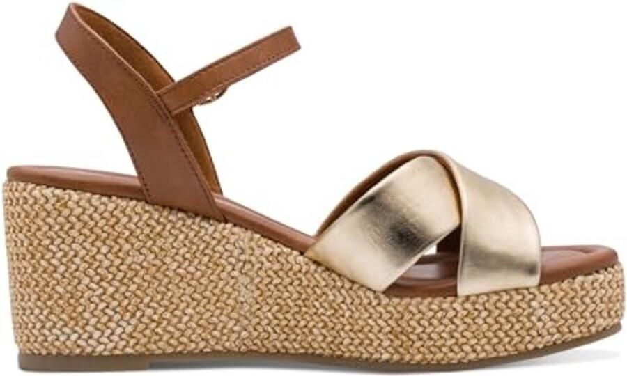 Dames Sandalen Wedge Gouden Combinatie