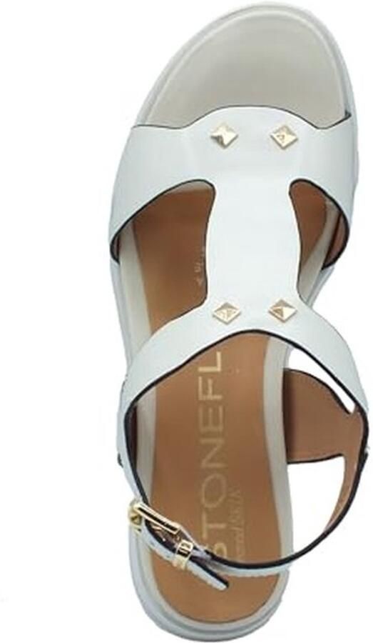 Dames Sandalen Wedge Leer met Gesp Berk White