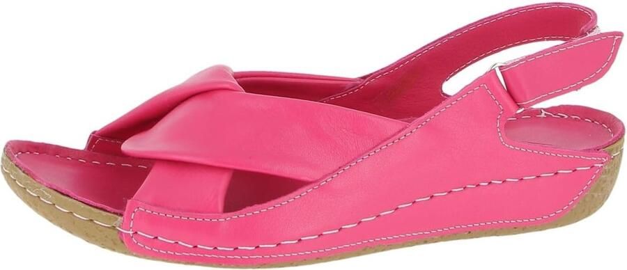 Dames sandalen wit magenta comfortabele pasvorm klittenbandsluiting