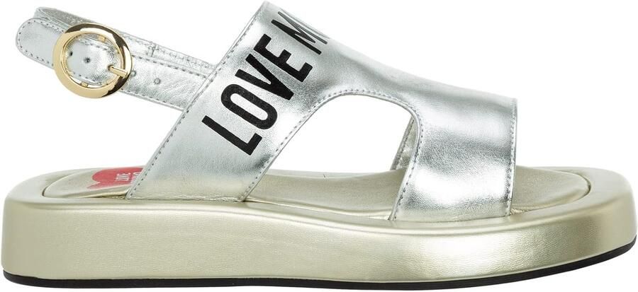 Moschino Love Damesandaal van leer in wit zwart Black Dames