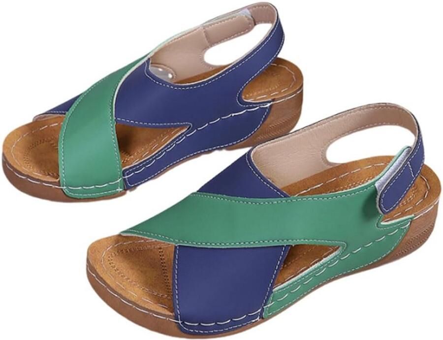 Dames Sandalen Zomer 2024 met Dikke Zool en Kleurblokken Comfortabele Strandsandalen