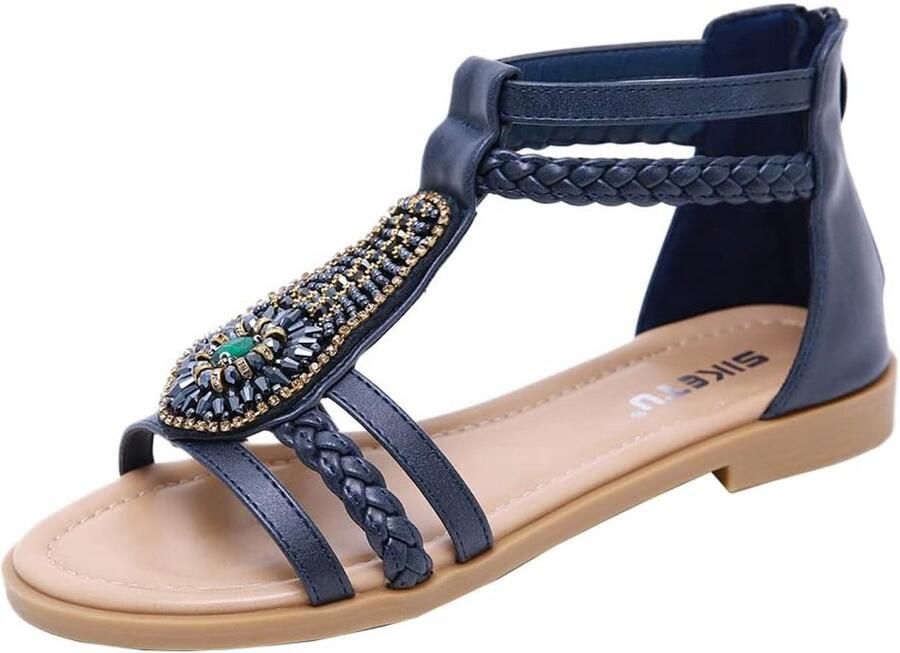 Dames Sandalen Zomer Platte Bohemia Teenslippers Outdoor Strand Navy