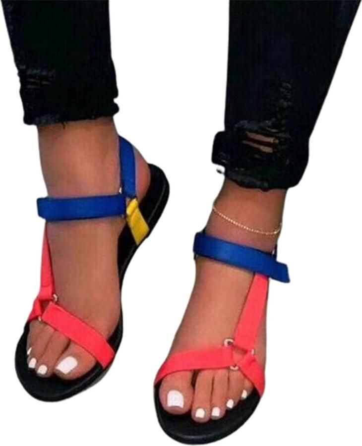 Dames Sandalen Zomer Schoenen Outdoor Wandelen Platte Bodem Comfort Rood