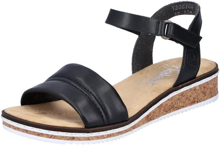 Dames Sandalen Zwart Comfortabele Wedge Hak met Klittenband