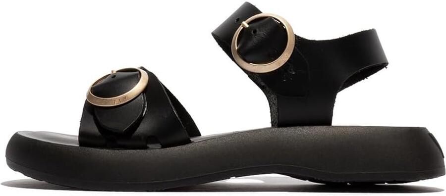 Dames Sandalen Zwart Leer Blokhak & Open Teen