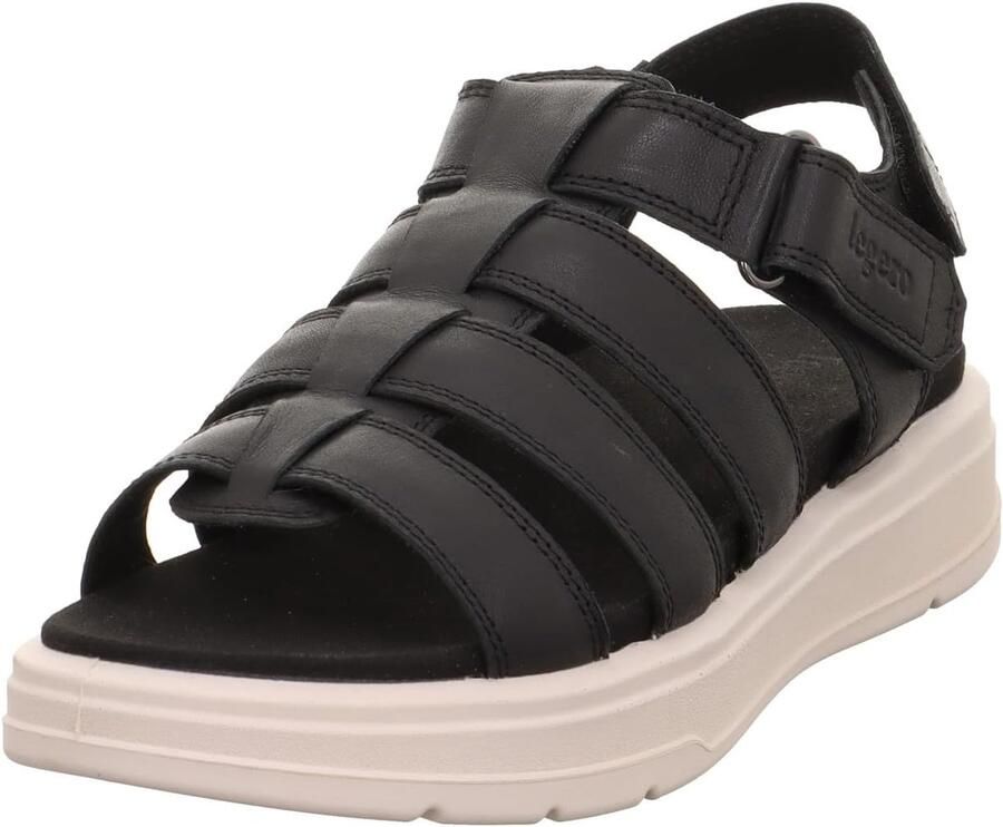 Dames Sandalen Zwart Leer Comfortabele Pasvorm