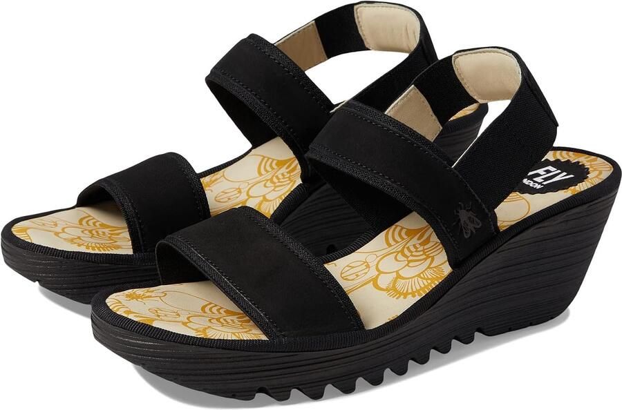 Dames Sandalen Zwart Leer Comfortabele Slip-On met Wedge Hak