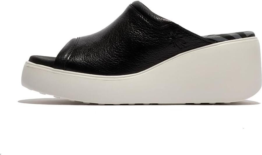 Dames Sandalen Zwart Leer Comfortabele Wedge Hak