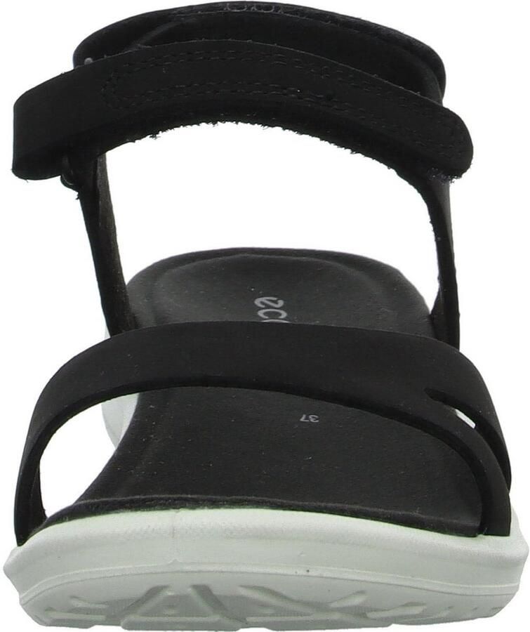 Dames Sandalen Zwart Leer Met Klittenband Comfortabele Zomer Sandaal