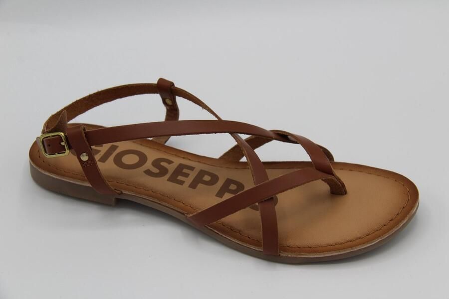 Dames sandalen zwart met gouden strepen platte hak
