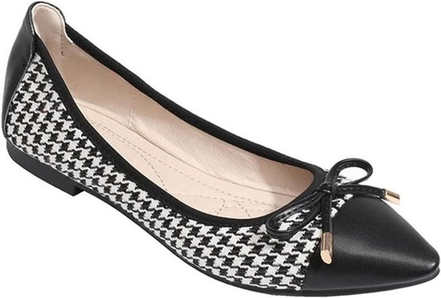 Dames Schoenen Ballerina Flats Comfortabel Zwart Puntige Teen Elegante Geschikt voor Jurk Bow Tie Slip On Klassieke Pompen