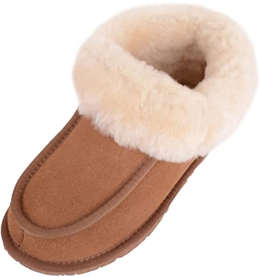 Dames Sheepskin Slipper met Rubber Zool voor Comfort en Ondersteuning