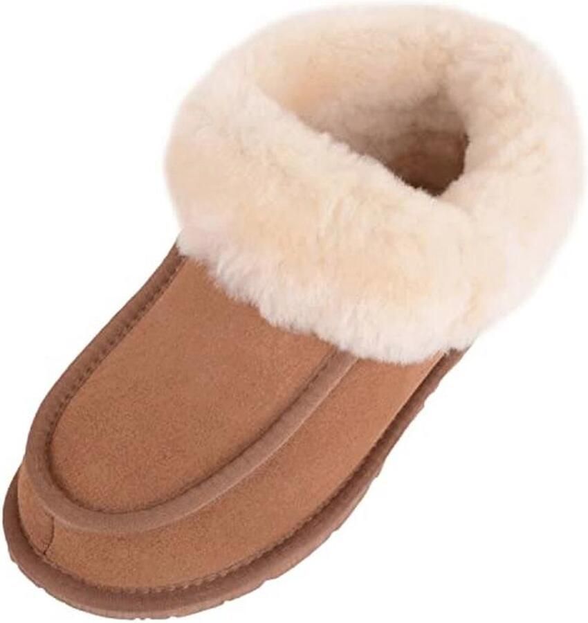 Dames Sheepskin Slipper met Rubber Zool voor Comfort en Ondersteuning