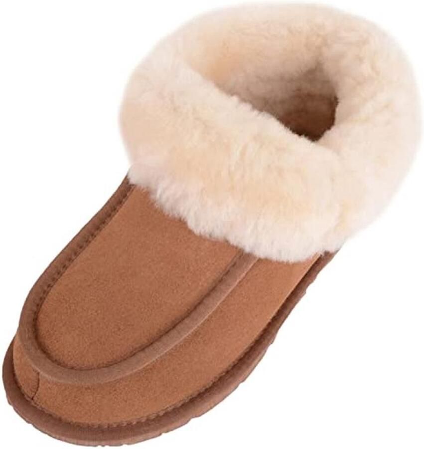 Dames Sheepskin Slipper met Rubber Zool voor Comfort en Ondersteuning
