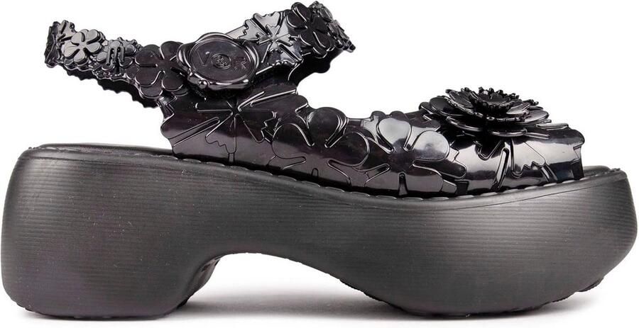 Dames sleehak sandalen met bloemendetails