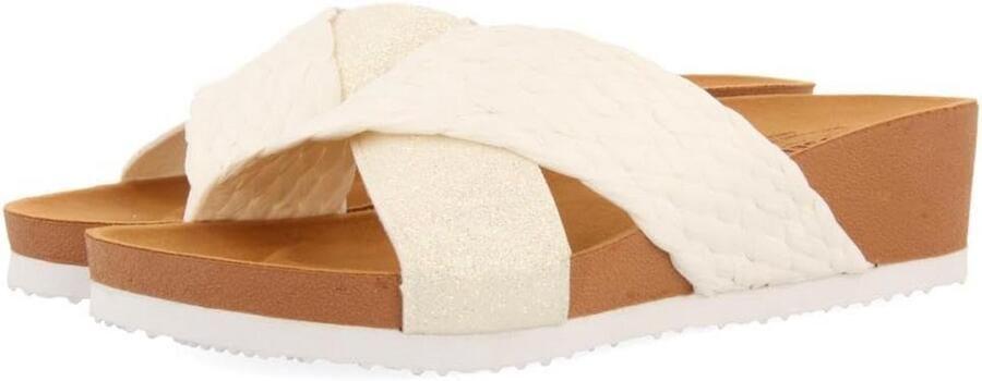 Dames Sleehak Slippers Wit Organisch Materiaal & Comfortabel Voetbed