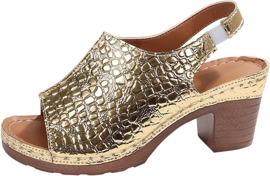 Dames Sleehak Sandalen met Plateau en Glitter Comfortabele Zomerschoenen