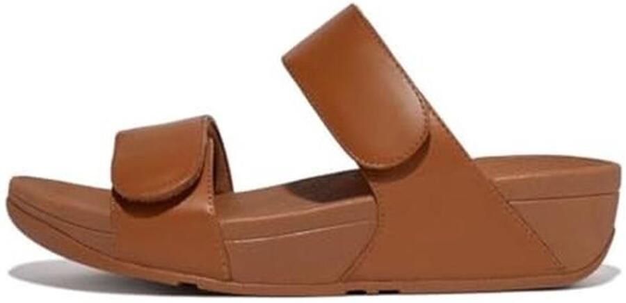 Dames Sleehak Slippers van Leer Verstelbare Slide Sandalen in Lichtbruin