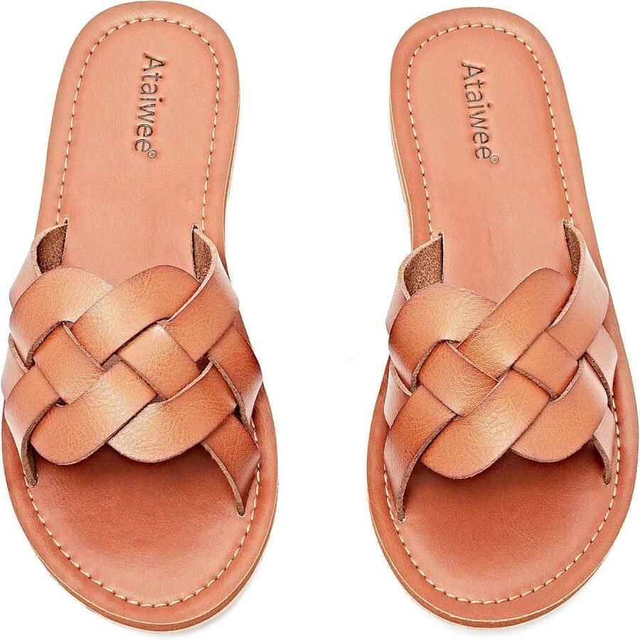 Dames Slides Sandalen Strakke Criss-Cross Design met Open Teen uit Materiaal