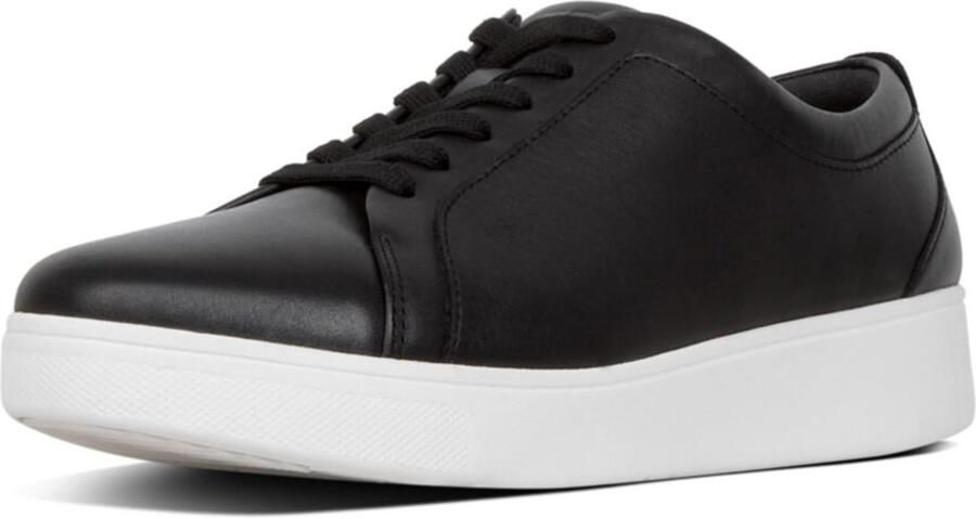 Dames Sneakers Zwart Leren Veterschoenen Comfortabel