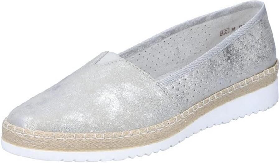 Dames Slipper Zilver Ballet Flats met Elastiek en Lichte Wedge Zool