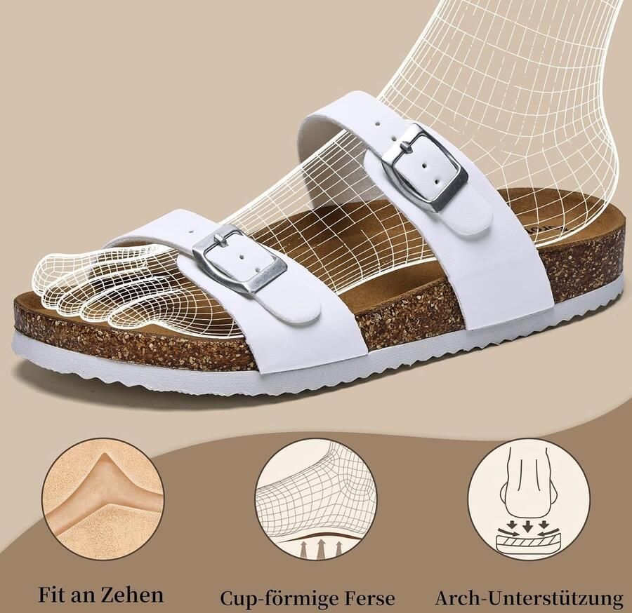Dames Slippers 38 EU Witte Sandalen Comfortabele Werk Schoenen Met Metaal Gesp ShopVlot