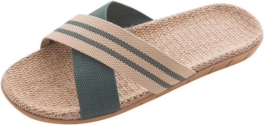 Heren Slippers Instappers Sandalen Zomer Binnen Buiten Linnen Ademend Materiaal
