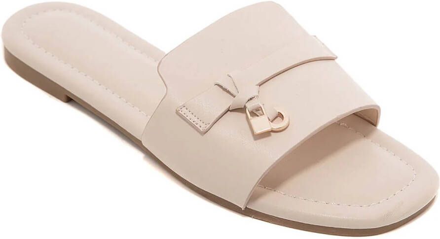 Dames slippers beige elegante instappers met gouden detail Comfortabele Zomerslippers zomer slippers