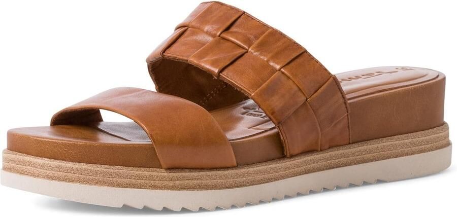 Dames Slippers Cognac Leer Comfortabele Instappers