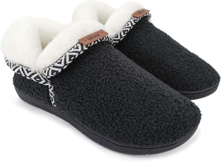 Dames Slippers Fuzzy Warm Cozy Geheugenfoam Slofjes met Pluche Voering en Antislip Rubberen Zool
