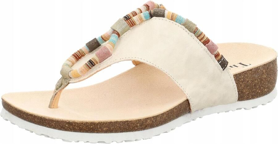 Think! Teenslippers Julia sleehak zomerschoen pantoffels met kleurrijke decoratieve elementen