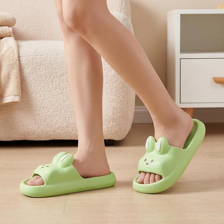 Grappige 3D-konijnen slippers voor dames zachte badschoenen rubberen strandschoenen voor de zomer comfortabel en stijlvol
