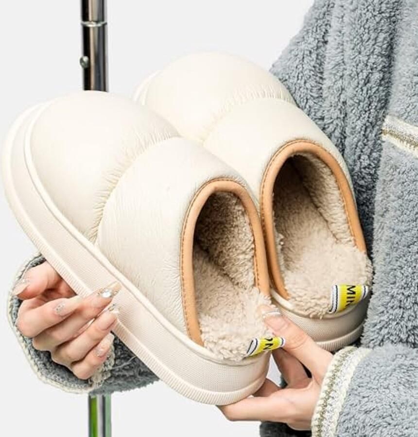 Dames Slippers met Pluche Voering Wit - Foto 1