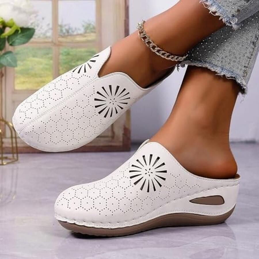 Dames Slippers met Wedge Hak Ademend en Comfortabel Beige
