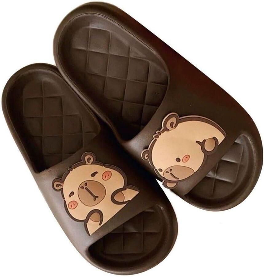 Dames Slippers Schattige Pantoffels Binnen en Buiten Antislip Zool Bruin