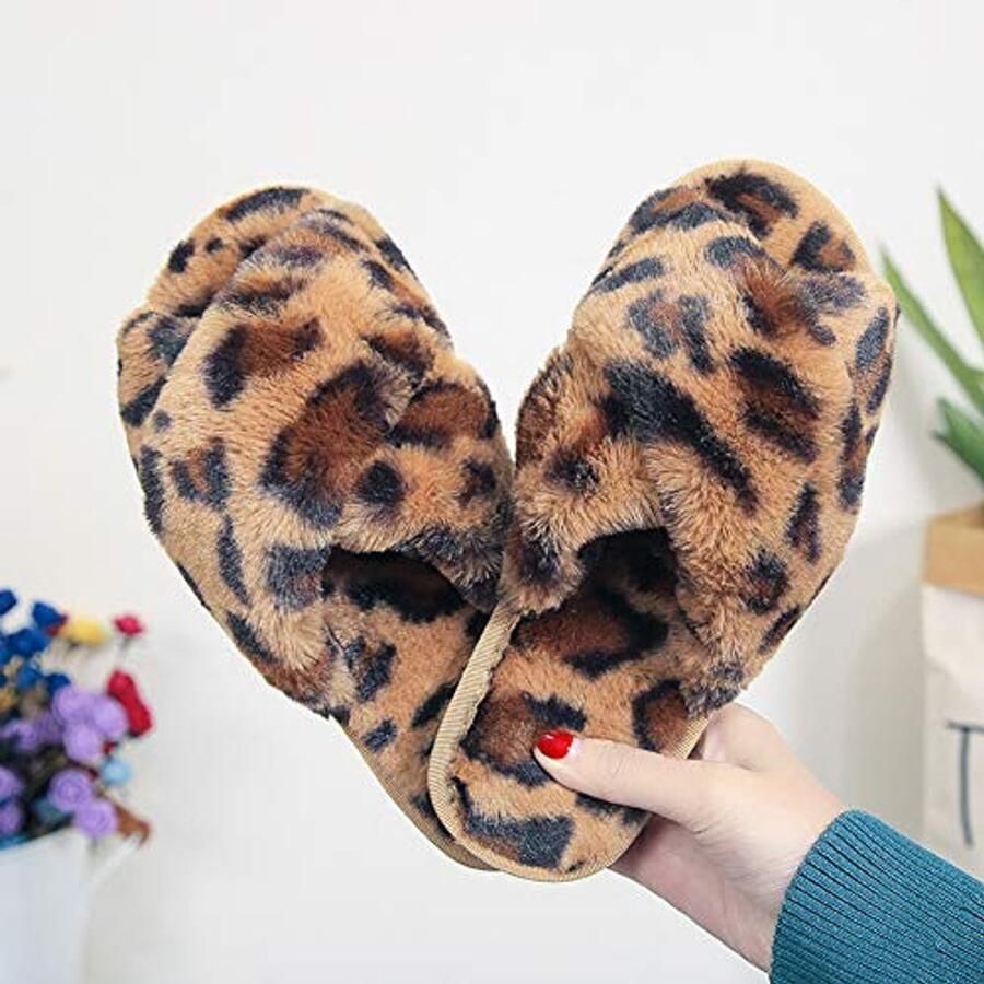 Dames slippers voor de winter Bruin luipaard - Foto 1