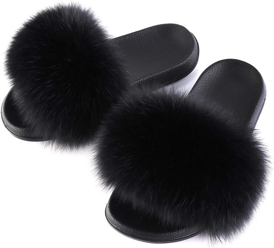Dames Slippers Zachte Furry Open Teen Zomer Pantoffels Binnen en Buiten