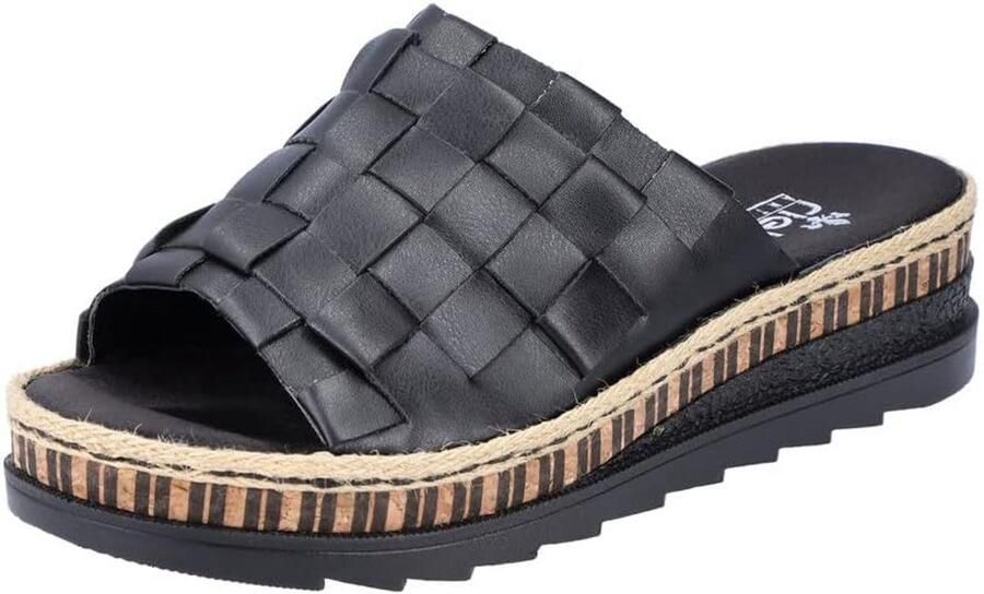 Dames Slippers Zwart Glans Lichtgewicht Wedge Comfortabele Instapschoenen
