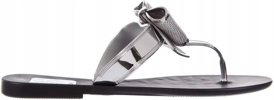 Dames Slippers Zwart-Zilver met Strik
