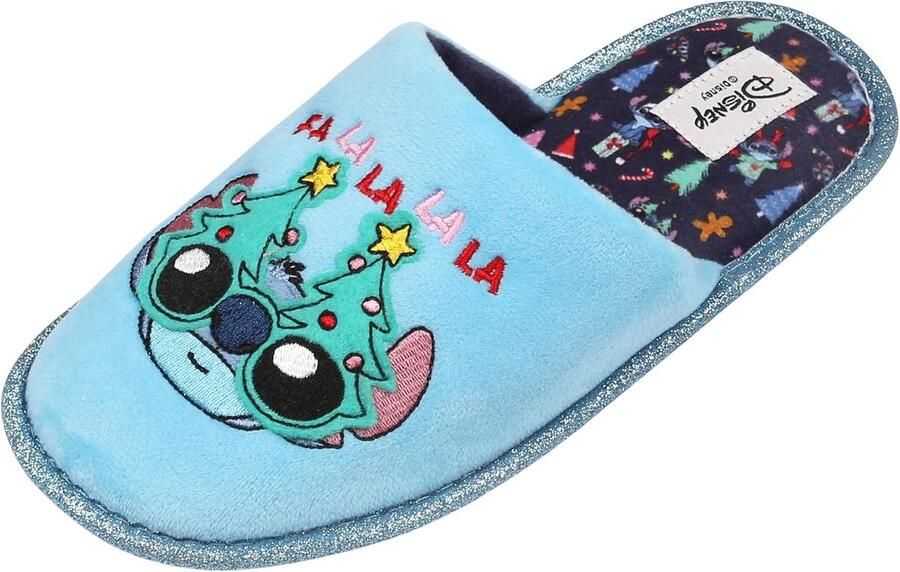 Dames sloffen met kerstprint inclusief decoratieve tas