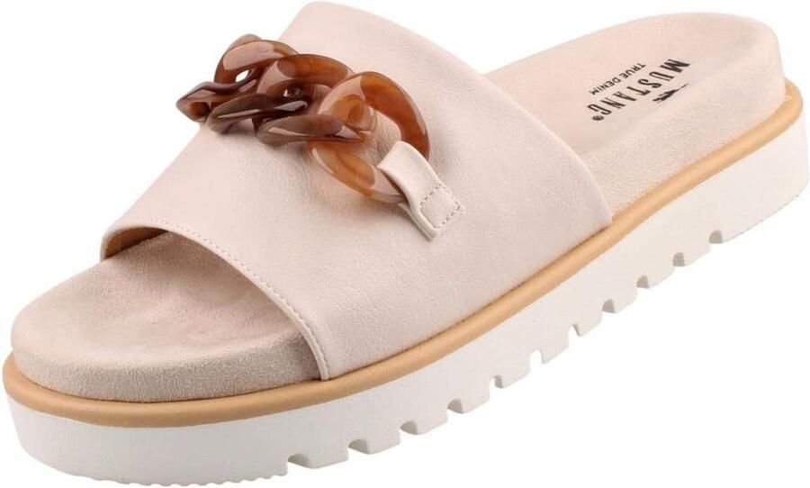 Dames sloffen met plateau en kettingdetail