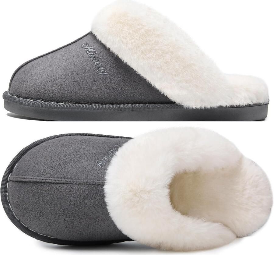 Dames Sloffen met Traagschuim Pluche Huisschoenen voor Winter Comfort & Antislip