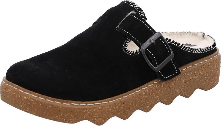 Dames sloffen van suède met lamswol voering en antislipzool