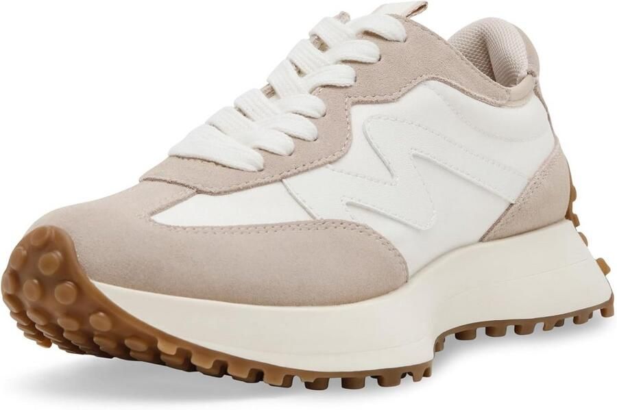 Dames Sneaker Beige Multi met Dikke Zool Comfortabele Casual Sportschoen