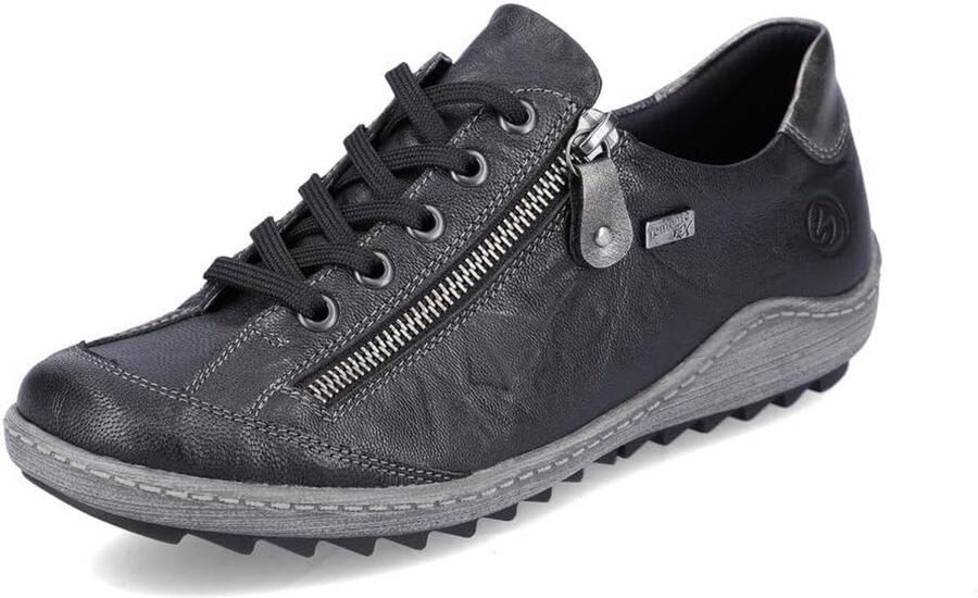 Dames sneakers met veters en rits blauw suède