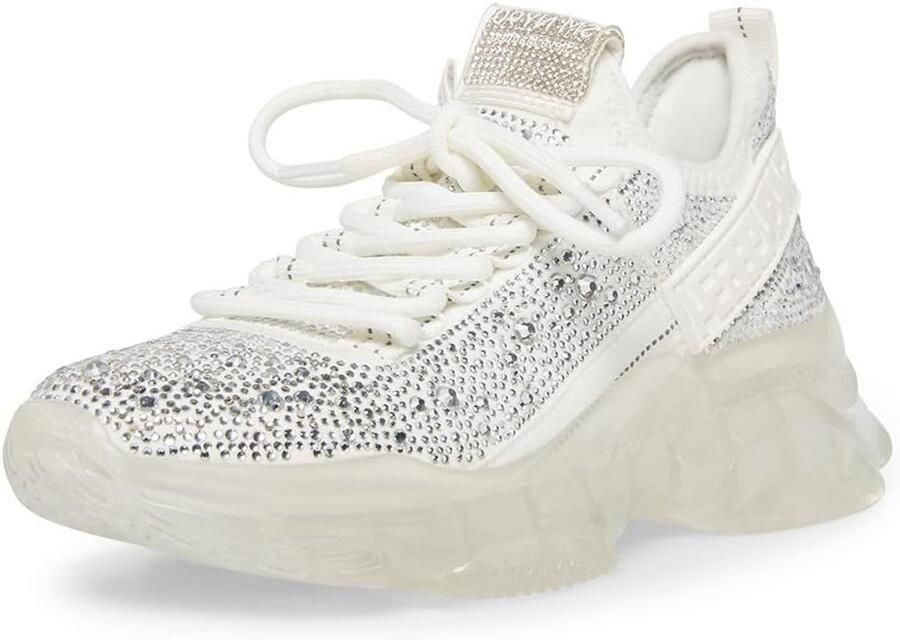 Dames Sneaker Maxima Stijlvolle Wit Zwarte Chunky Trainer met Strass Accent