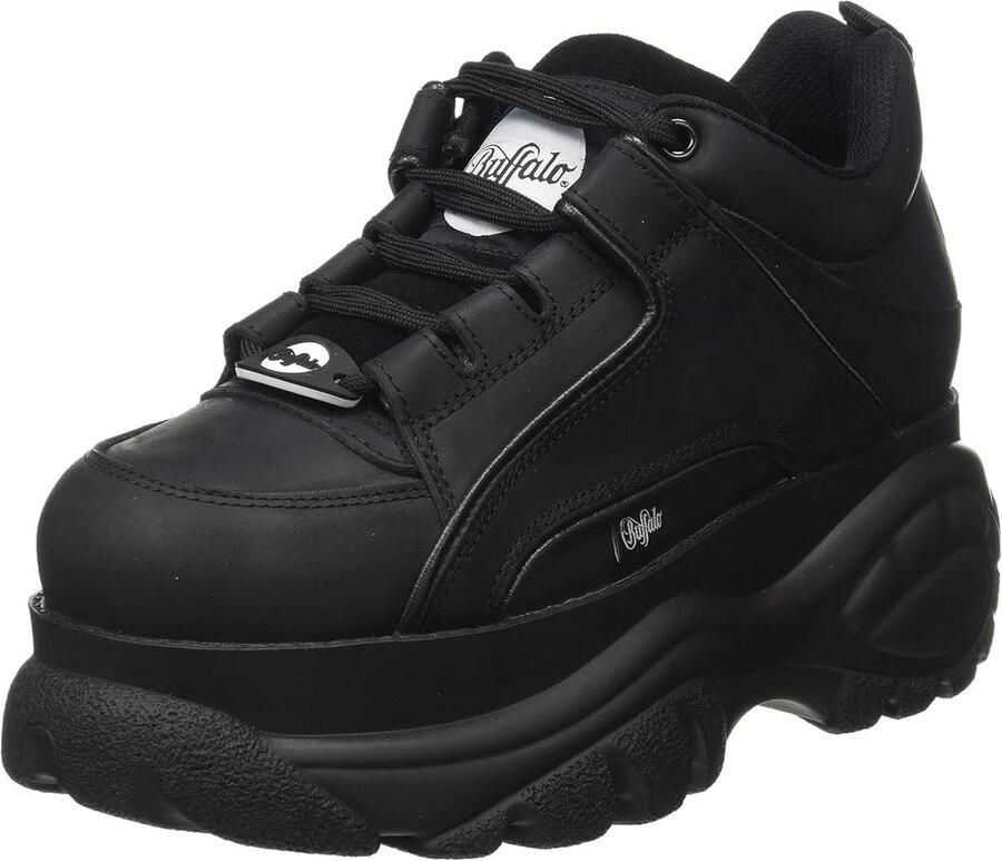 Dames Sneaker met Iconische Plateauzool Blauw Witte Nubuck Look