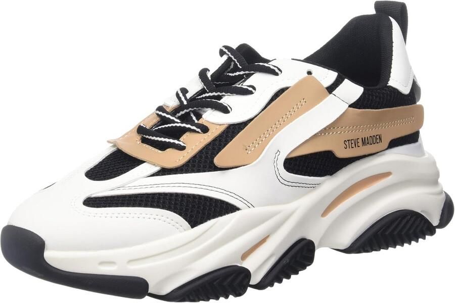 Dames sneakers zwart bruin comfortabele chunky plateauzolen